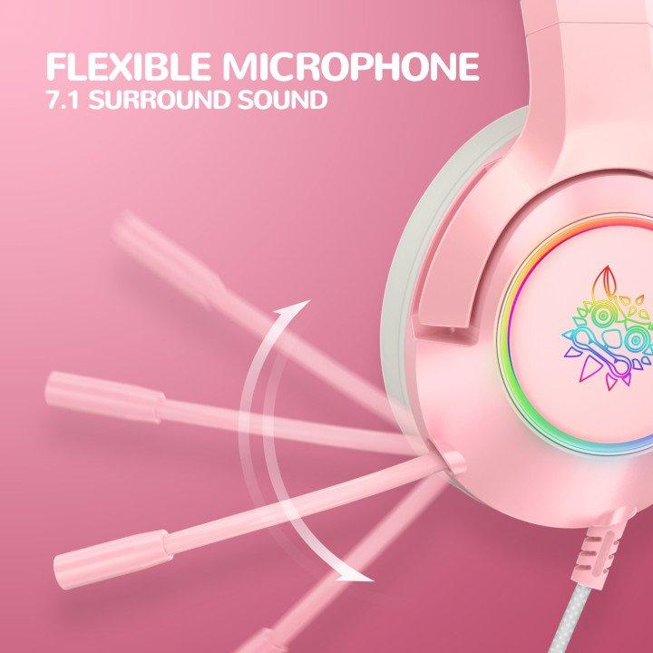 Onikuma Headphone Gaming Onikuma K9 71 Pink Model Cat Ears Dengan Elite Stereo Headphone Original 1153